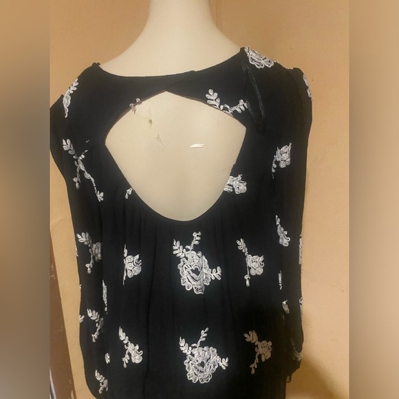 Free People Black and White Bishop Sleeve Sundress - Picture 10 of 13